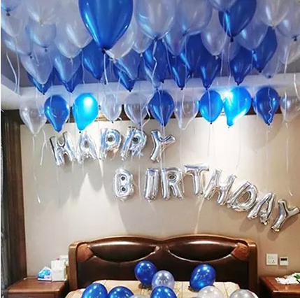 Banderole anniversaire bleu et or Happy Birthday